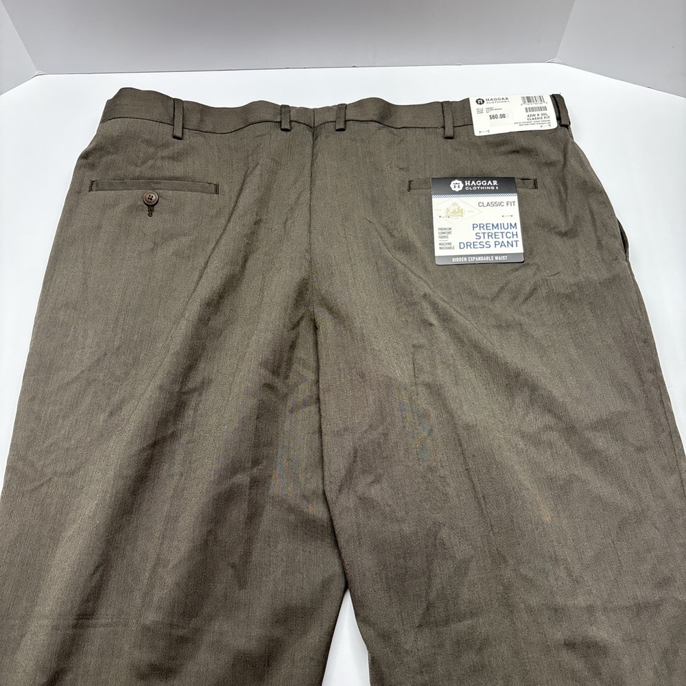 NWT Haggar Premium Comfort Classic Fit Dress Pants Mens 42X30 Brown‎ - Picture 5 of 10